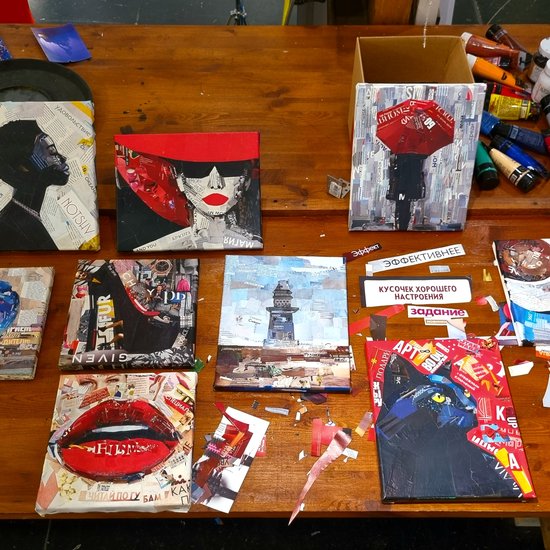 Стильный коллаж из цветной бумаги и глянцевых журналов от Аиды Фахрутдиновой