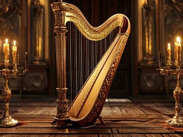 Кельтская арфа при свечах