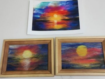 Создание мини картины из шерсти