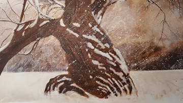 Зимнее дерево маслом